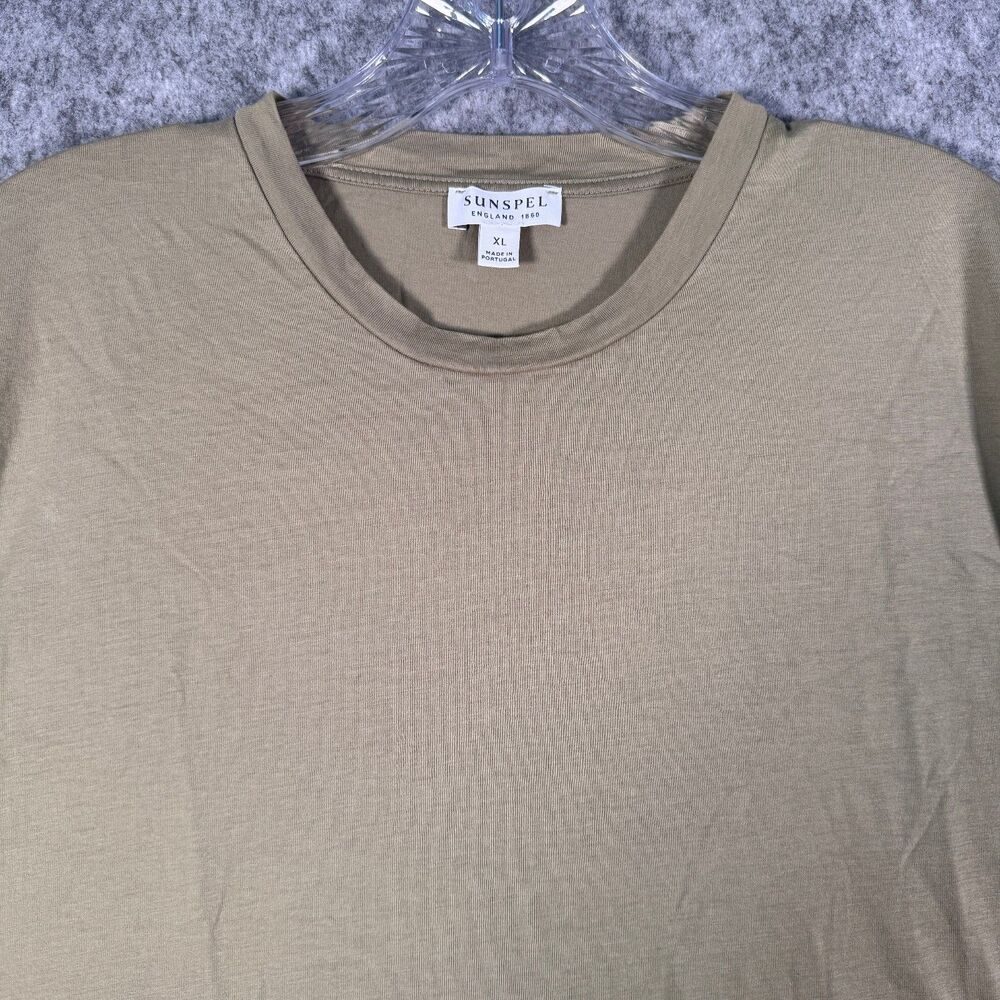 Sunspel Riviera Midweight T Shirt Mens XL Green Casual Crew Neck Slim